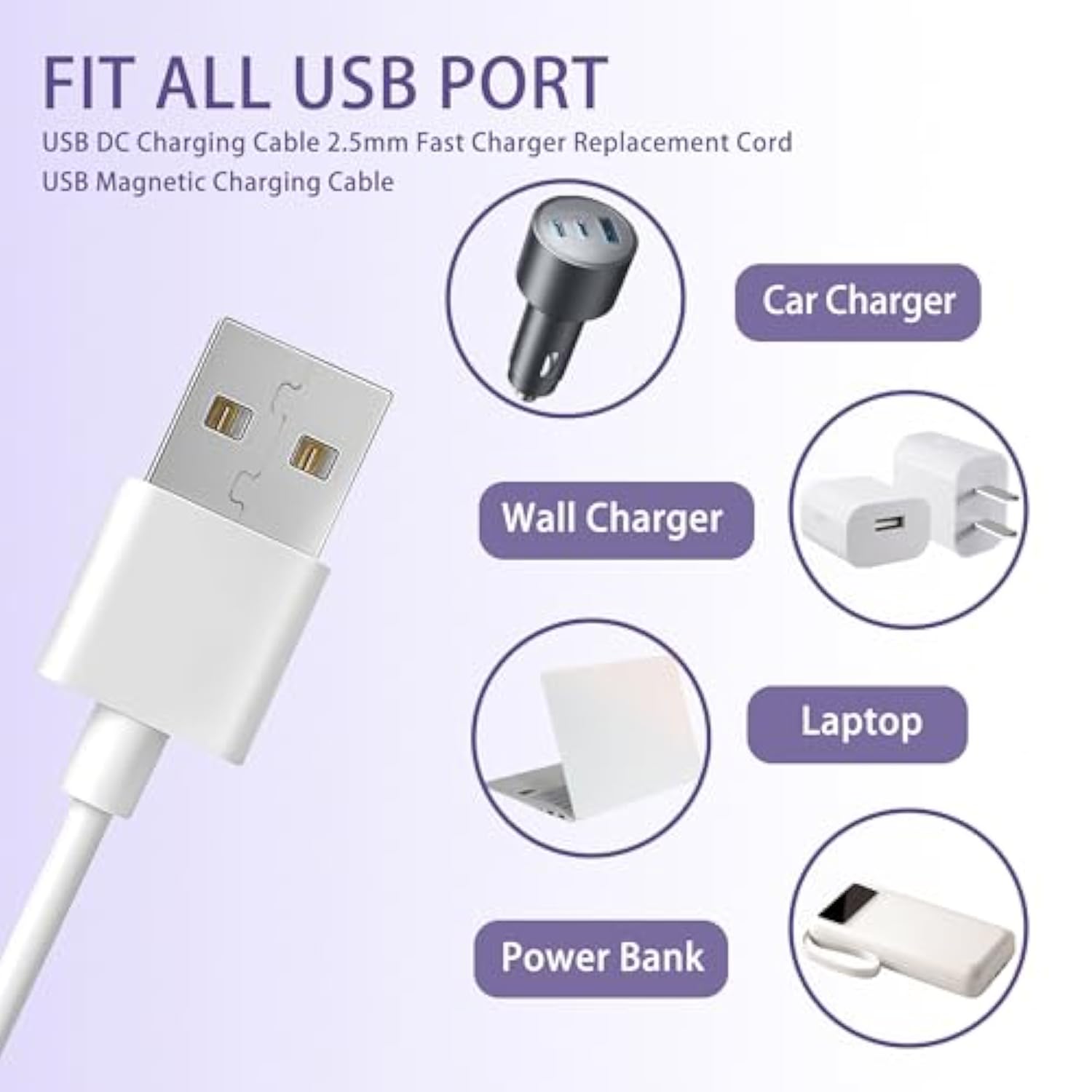 2 Pack 6Mm Magnetic Usb Dc Charger Cable Sex Toy Charger For Vibrators Dildos Adult Toys Massagers Usb To Dc Adapter For Vibrator Chargers, Wand Chargers