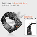 Rugged TPU Apple Watch Strap 44/45mm Military Shockproof with Screen Protector Black