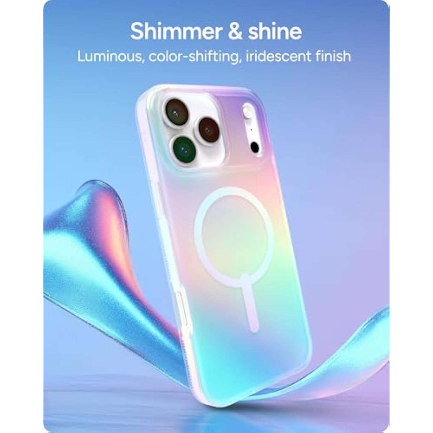 ZAGG Milan Snap Case for iPhone 17 Pro Max - Iridescent, Graphene Strengthened Phone Case with Drop Protection (13ft/4m), Textured Edges & Sparkle Design, MagSafe Charging Compatible