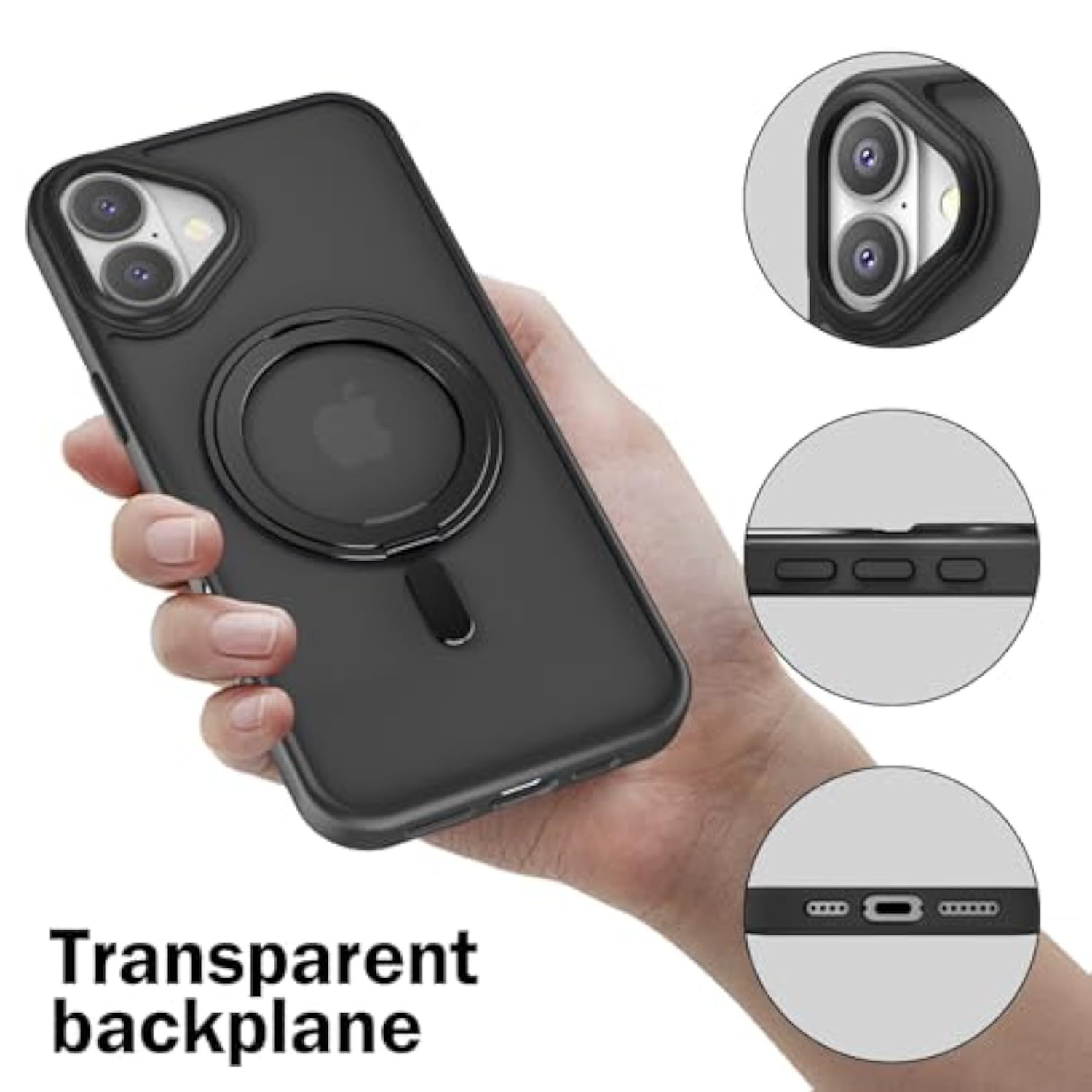 iPhone 16 Case, MagSafe, 2-Pack Screen & Lens Protectors, Slim, Ring Stand