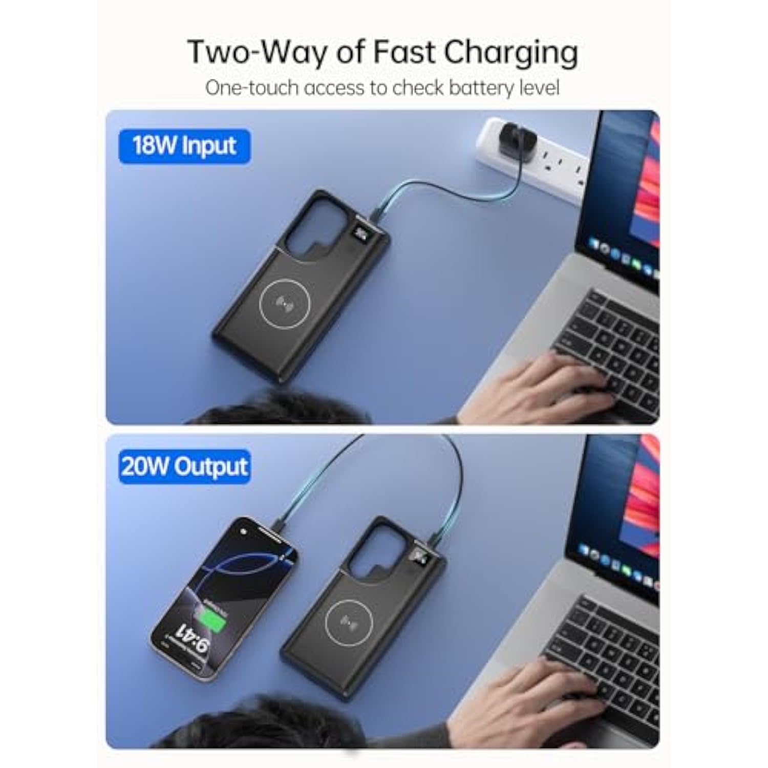 For Samsung Galaxy S25 Ultra Battery Case 6.9",10000Mah Portable Power Bank With Led Display, Qi Wireless Charger & 20W Usb C Fast Charging, Sync-Data Supported Black