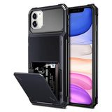 Case For 11 Case Protective Wallet 4-Card Holder Id Slot Flip Door Hidden Pocket Anti-Scratch Dual Layer Hybrid Tpu Bumper Armor Hard Shell Back Cover For 11 6.1 Inch Black