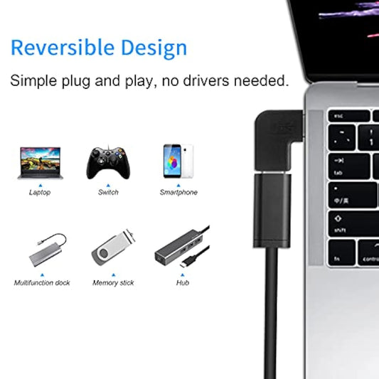 (2-Pack) 90 Degree Usb C Type C Male To Female Adapter, Right & Left Angled 90 Degree Usb-C Usb 3.1 Type-C Male To Female Extension Adapter For Laptop & Tablet & Mobile Phone