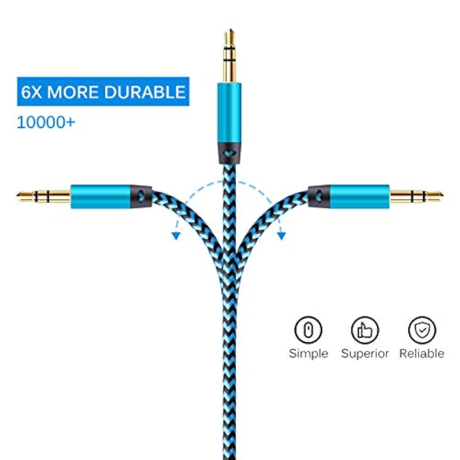 Aux Cord For Car, 6 Pack 3.5Mm Auxiliary Audio Cable, Braided Stereo Aux Chords Compatible Headphone Car, Iphone, Ipod, Ipad, Samsung Galaxy, Htc, Lg, Google Pixel, Tablet & More