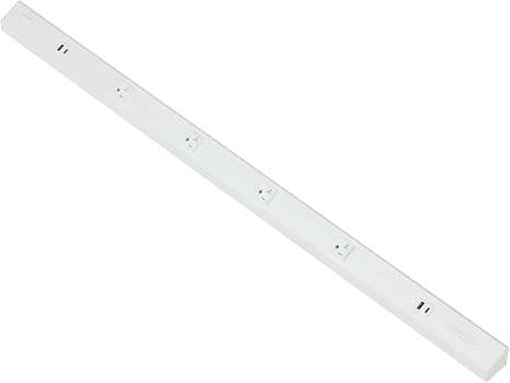 40 Inch Low Profile Power Strip 4 Outlets USB A USB C Under Cabinet White
