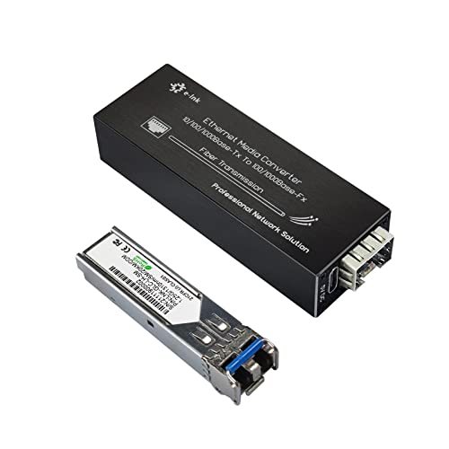 Elenzk Micro Gigabit Fiber Media Converter, 10/100/1000Mbps Ethernet To Sfp, 1310Nm Sm 20Km, Dc 5V Usb-C Powered, Ultra Compact
