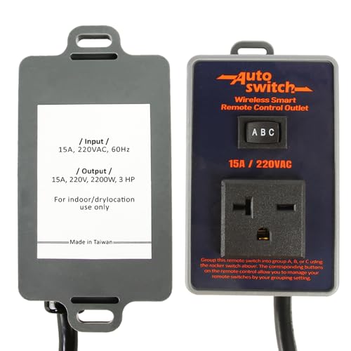 Remote Control Wireless Electrical Outlet Switch, 433M Transmitter 220V Plug (Battery Included), Pta022
