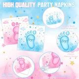 Gender Reveal Decorations Includes Plates, Napkins, Cups, Cutlery, Cake & Cupcake Toppers, Banner, Tablecloth, Balloons For Baby Gender Reveal Decorations, Serve 24