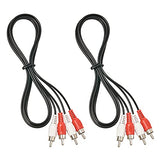(2 Pcs) RCA Stereo Audio Cable, 2-RCA Male to 2-RCA Male (5 FT), Stereo Audio 2RCA Cord Male to Male Connector