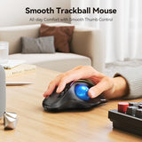 Pro Wireless Trackball Mouse, Bluetooth Mouse With Ergonomic Thumb Control, Usb-C Rechargeable, Rgb Light Mice With Adjustable Dpi, 3-Device Connectivity (Bt Or 2.4G),For Pc/Mac/Laptop - Black