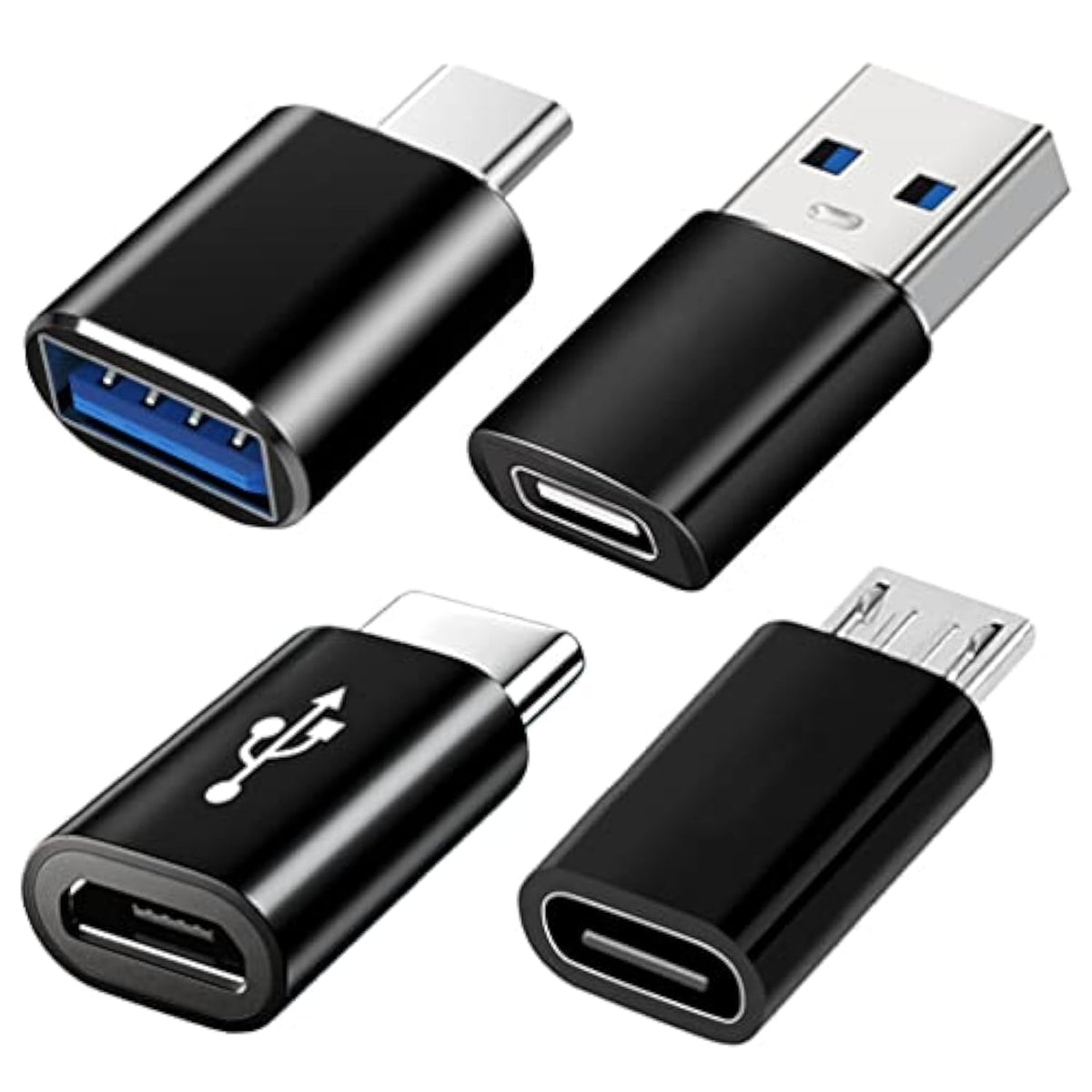 Usb C Adapters 4 Pack, Usb C To Usb 3.0 Otg Adapter, Micro Usb To Usb C Adapter Compatible With Macbook Pro, Samsung Galaxy, Smartphones, Laptop, Pc, In Car And More