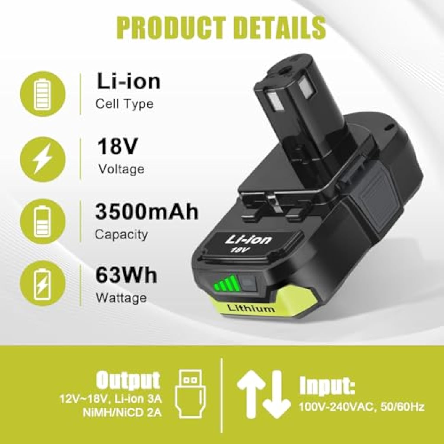 2Pack 3.5Ah P102 Battery For Ryobi 18V Battery And P117 Charger Combo Compatible For Ryobi 18 Volt One+ P103 P104 P105 P107 P109 P190 P191 P122 Power Tools