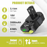 2Pack 3.5Ah P102 Battery For Ryobi 18V Battery And P117 Charger Combo Compatible For Ryobi 18 Volt One+ P103 P104 P105 P107 P109 P190 P191 P122 Power Tools