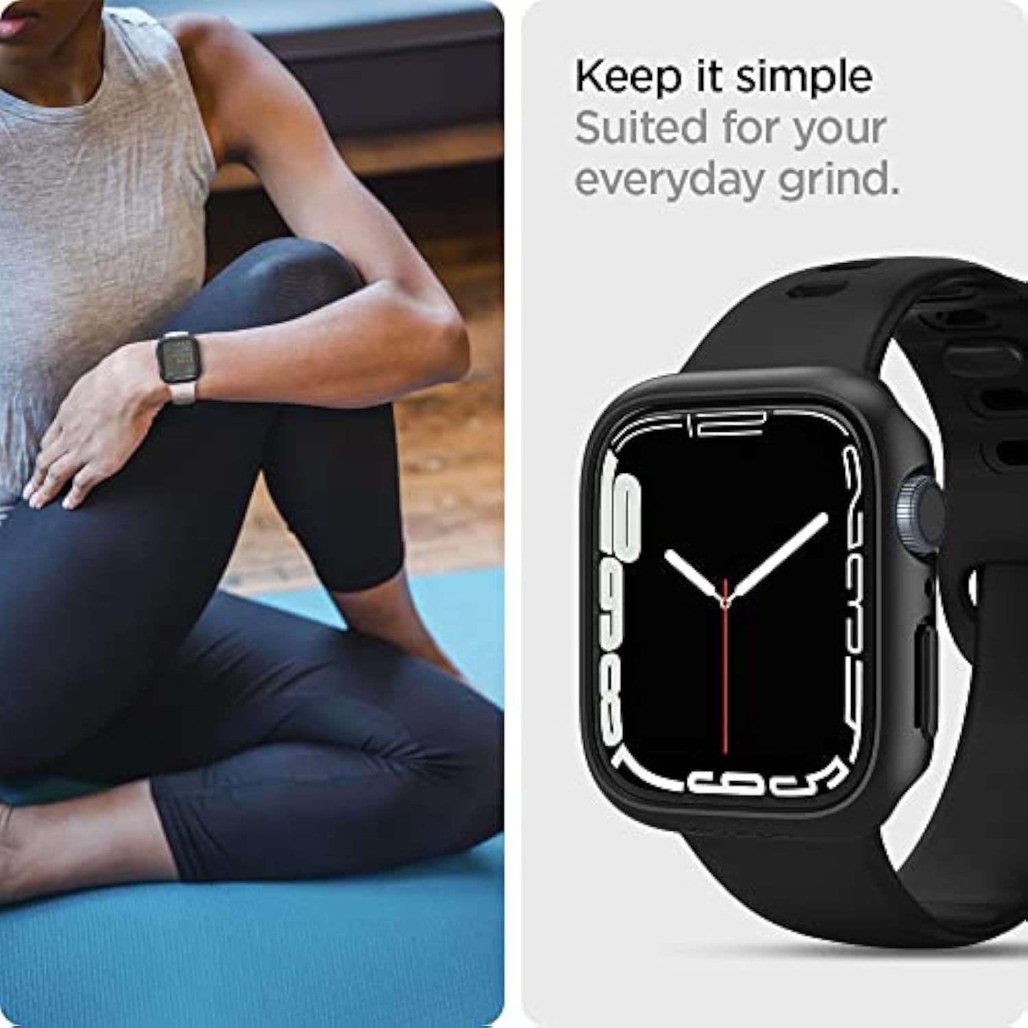 Spigen Thin Fit Designed for Apple Watch Case Series 9/8/7 45mm Lightweight Hard PC Cover - Black