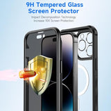 For Iphone 14 Pro Case, Full Body Bumper With Built-In 9H Tempered Glass Privacy Screen Protector And Camera Lens Protector, Compatible With Magsafe, Shockproof Phone Cover, 6.1", Black