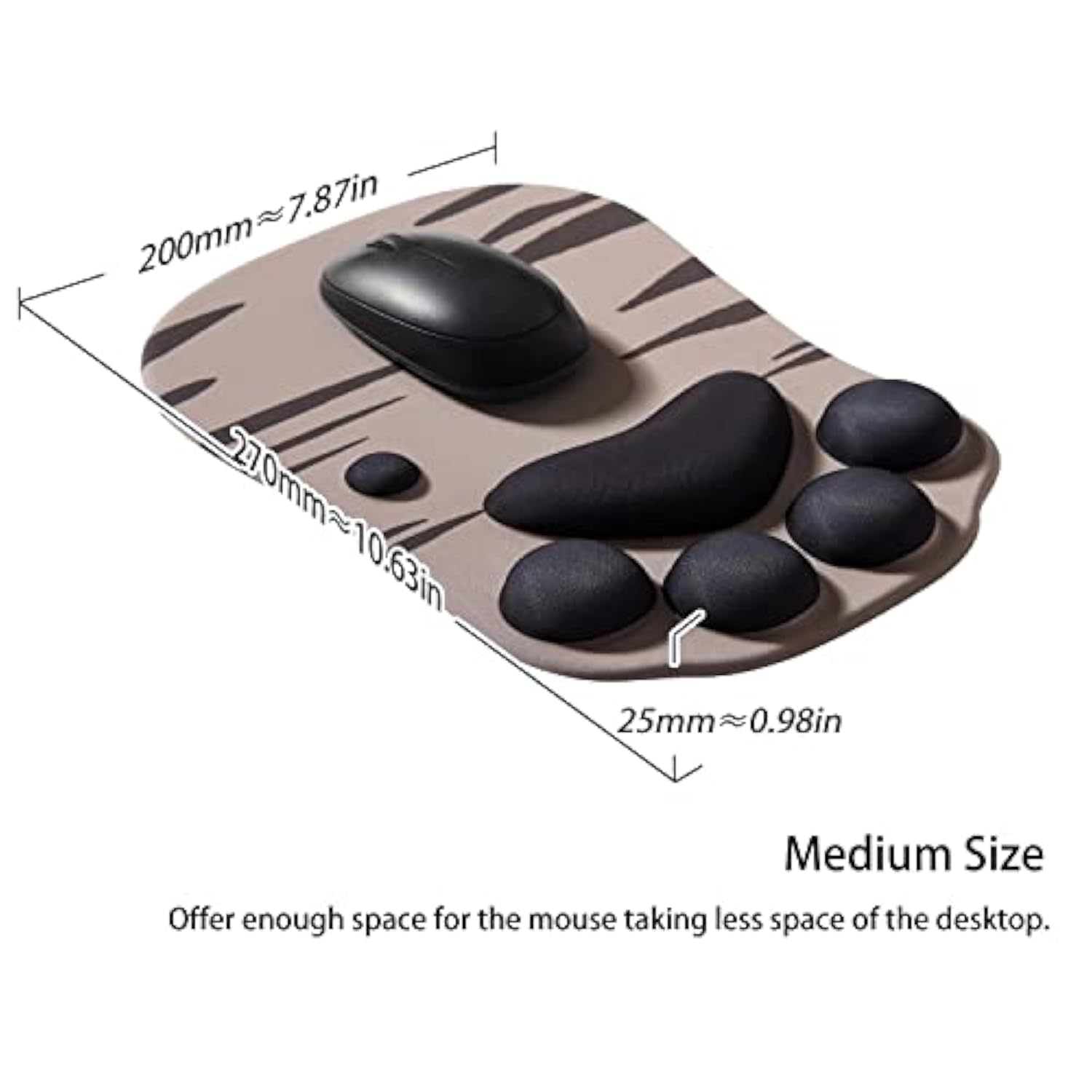 Mouse Pad Cat Paw, Ergonomic Mouse Pad, Mouse Mat With Wrist Support, Silicone Gel Mouse Pad, Cute Mouse Pad, Kawaii Mouse Pad, For Home/Office/Gaming, Mouse Mat Grey & Black