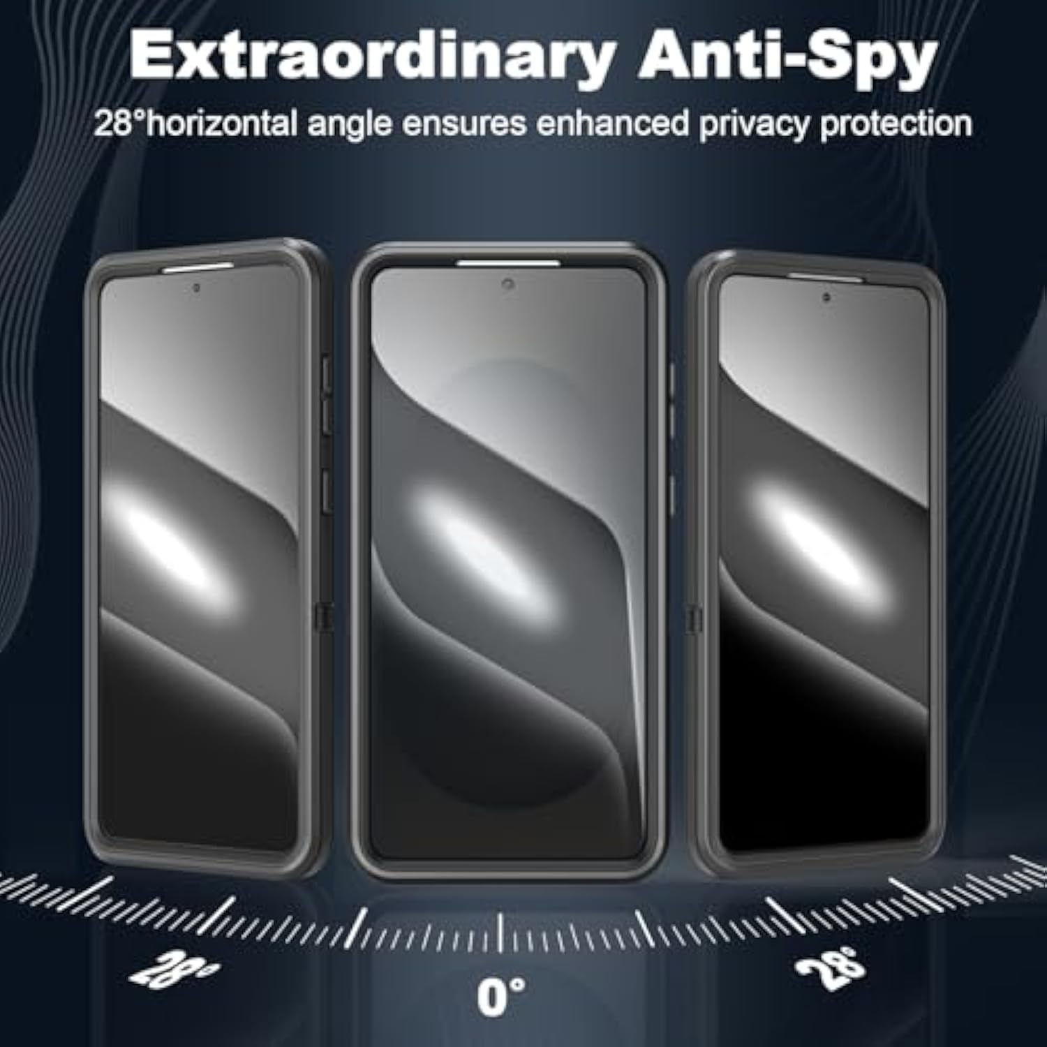 Designed For Samsung Galaxy S24/S25 Case [With Privacy Screen Protector] 3-Layer Full Body Protection Rugged Shockproof Heavy Duty Phone Case Cover, Black