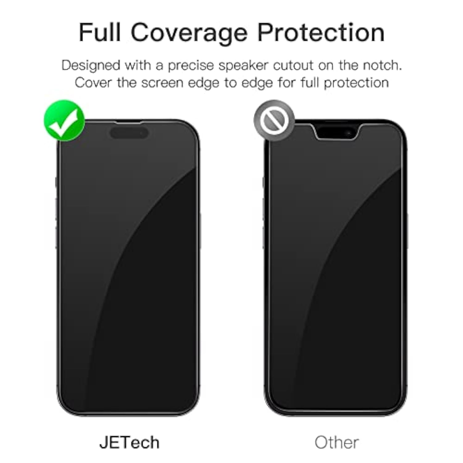 JETech Full Coverage Screen Protector for iPhone 14 Pro 6.1-Inch, Black Edge Tempered Glass Film with Easy Installation Tool, Case-Friendly, HD Clear, 3-Pack