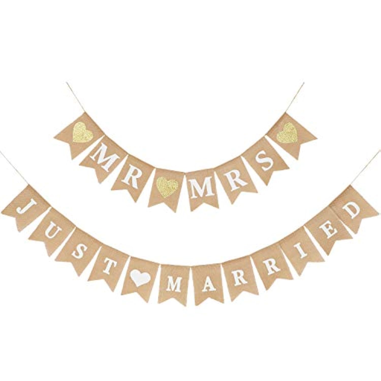 2 Pieces Mr And Mrs Banner Just Married Banner Bridal Shower Rustic Bunting Garland For Wedding Party