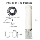 Outdoor Omni 4G Lte 5G Cellular Antenna For Signal Booster & Router, 698-3800Mhz 8Dbi 10Meters Cable, Support All Carrier, Verizon At&T Sprint T-Mobile