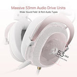 H510 Zeus White Wired Gaming Headset - 7.1 Surround Sound - Memory Foam Ear Pads - 53MM Drivers - Detachable Microphone - Multi Platforms for PC,