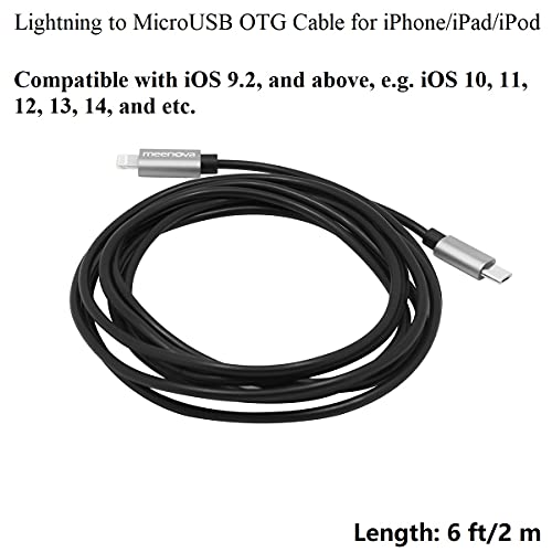 Ultra Tough & Durable iOS 26 to MicroUSB OTG Pro Cable 2m 6ft for Blue Yeti X Microphone, iPhone 13 Pro Max Mini,11,12, HiFi Oppo HA2 K5, iRig HD2