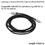 Ultra Tough & Durable iOS 26 to MicroUSB OTG Pro Cable 2m 6ft for Blue Yeti X Microphone, iPhone 13 Pro Max Mini,11,12, HiFi Oppo HA2 K5, iRig HD2