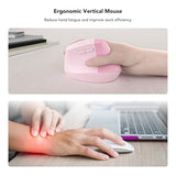 Em18 Wireless Ergonomic Vertical Mouse, Ergo Design, Bluetooth Cordless Mouse For Medium/Large Hands, Silent Click, 5-Level Adjustable Dpi, Carpal Tunnel Mice For Computer/Pc/Mac/Laptop, Pink