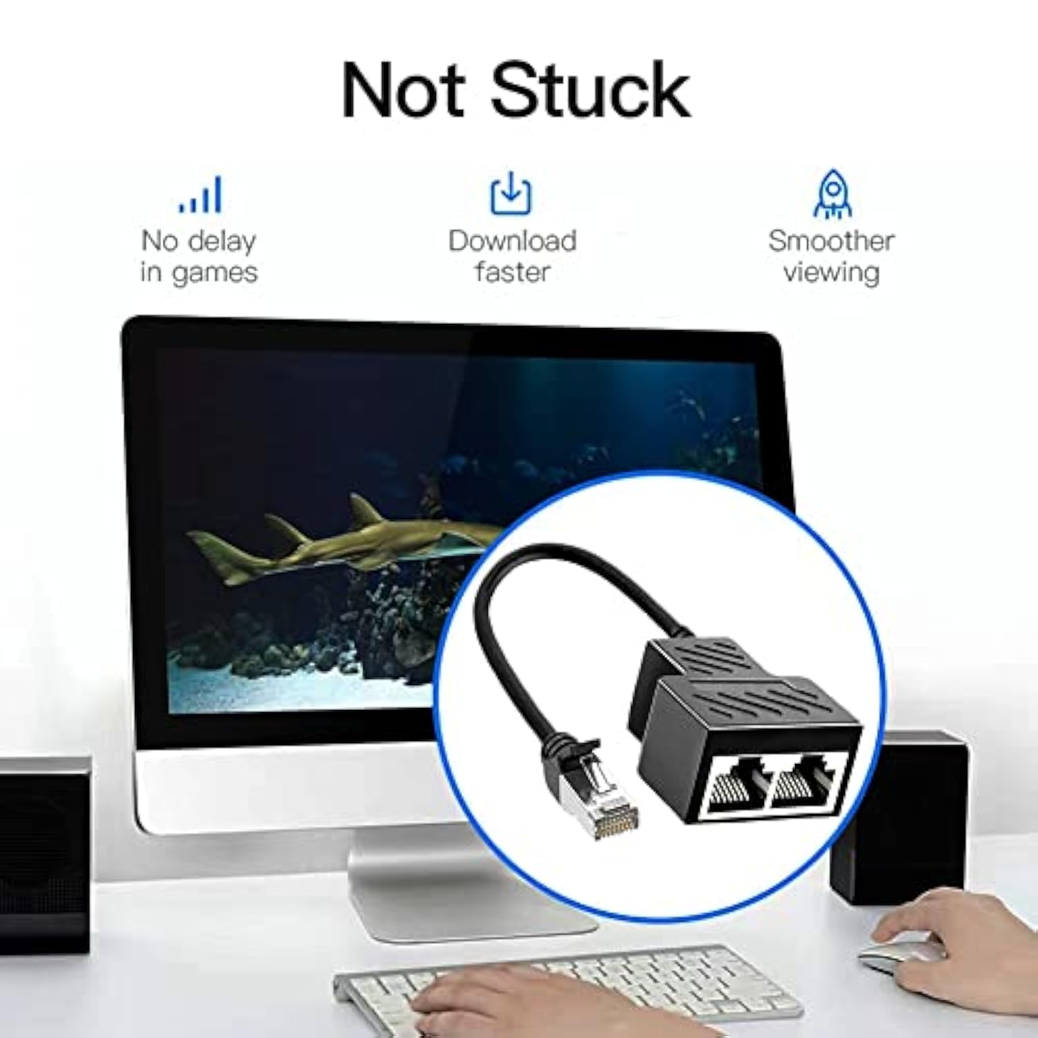 Ethernet Splitter 1 To 2 Rj45 Network Male To Female Adapter, Suitable Super C