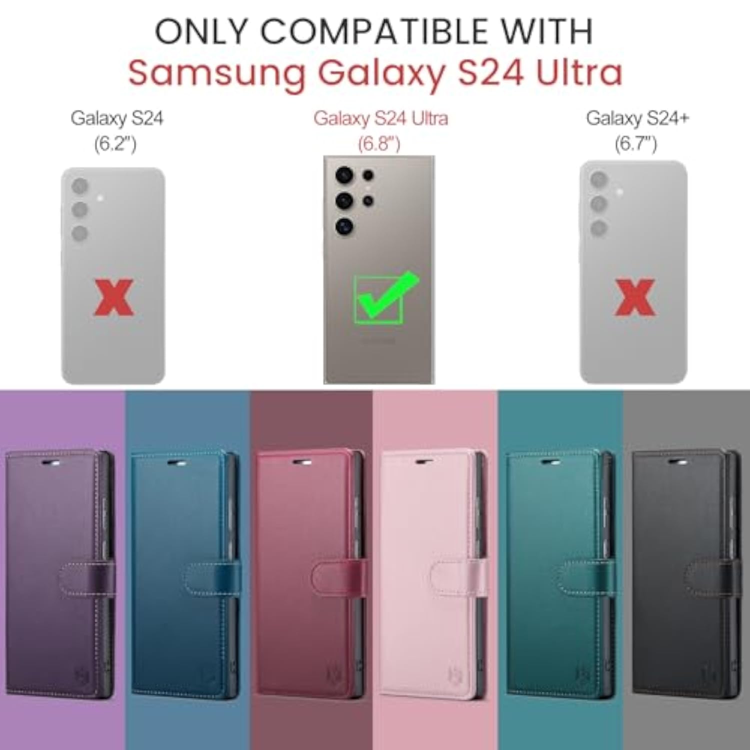 Wallet Case For Samsung Galaxy S24 Ultra, Rfid Blocking Credit Card Holder, Pu Leather Folio Flip Kickstand Protective Shockproof Cover For Galaxy S24 Ultra (Black)