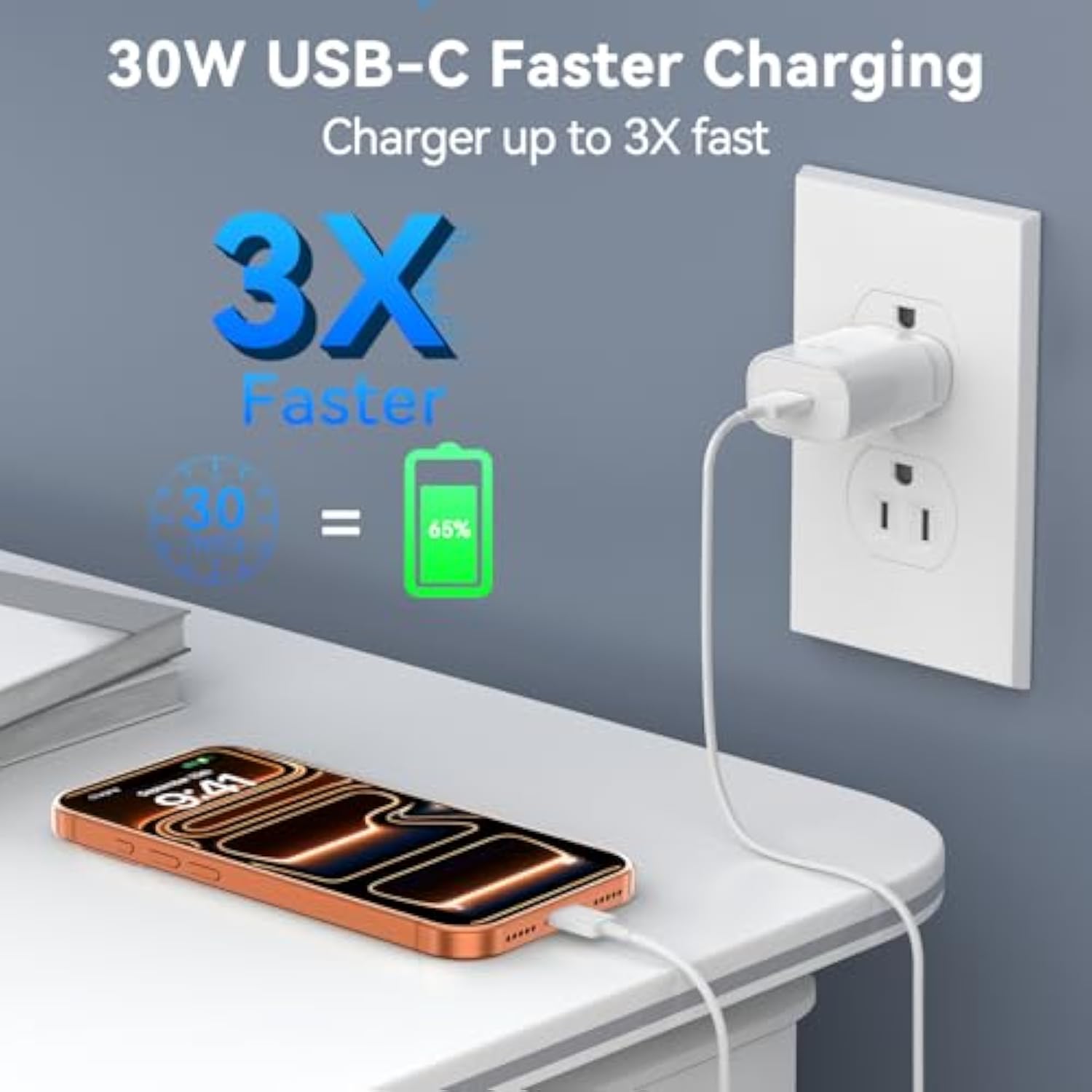 Iphone 17 16 Pro Max Charger Fast Charging Block, 30W Iphone 17/16 Pro Max Usb C Fast Charger With 10 Ft Type C Fast Charging Long Cable Cord For Iphone 17 Pro Max/17 Pro/17/Air/16 Pro Max/16 Pro/15