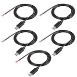 Usb Type-C Pigtail Cable Extension Power Cable 22Awg 5V 3A Usb-C Plug To 2 Pin Bare Wire Open End Connector For Diy - 1M/3.2Ft 5Pcs (Type C Male)