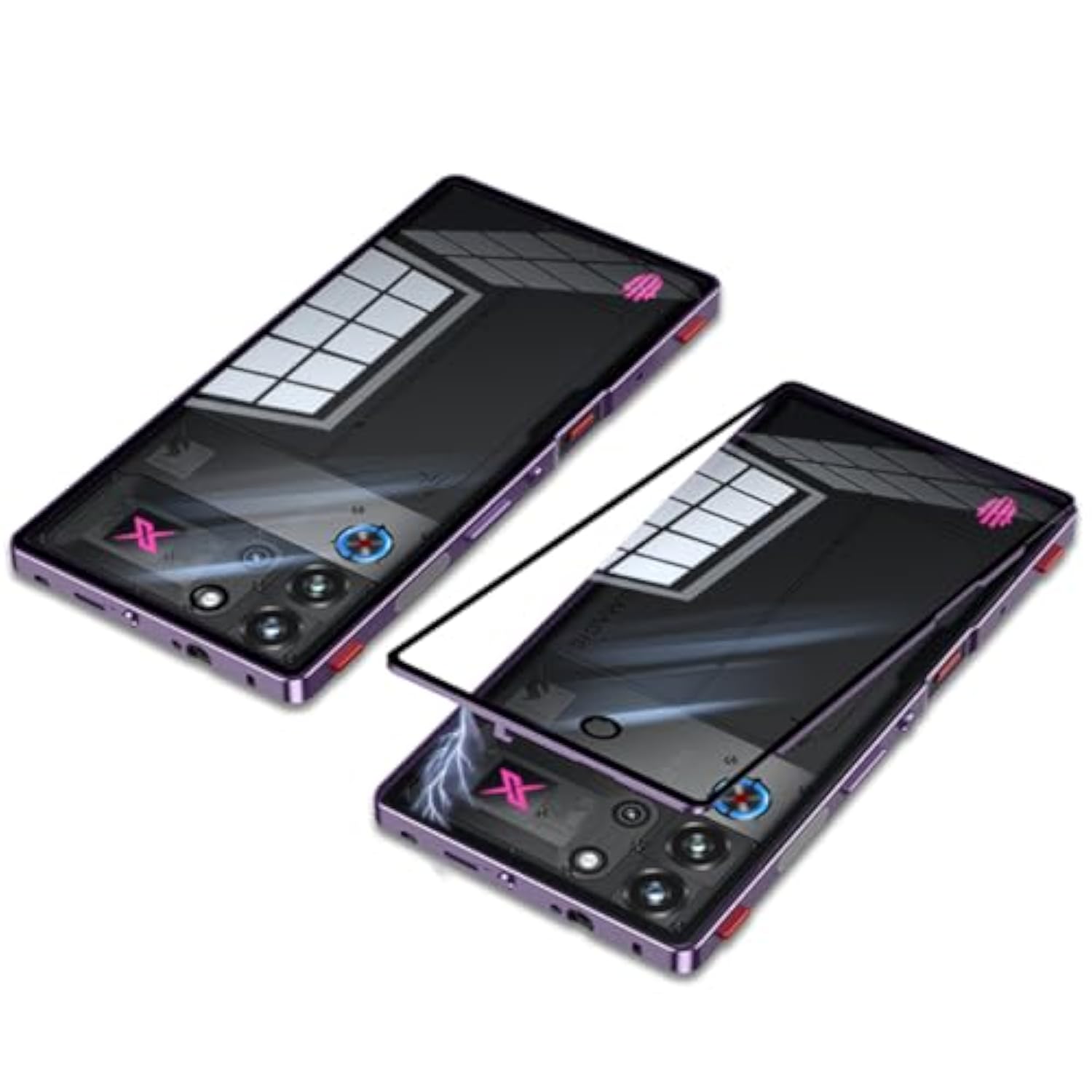 Case Compatible With Red Magic 10 Pro & 10S Pro With Screen Protector,Metal Frame + Clear Tempered Glass Back Cover,Purple