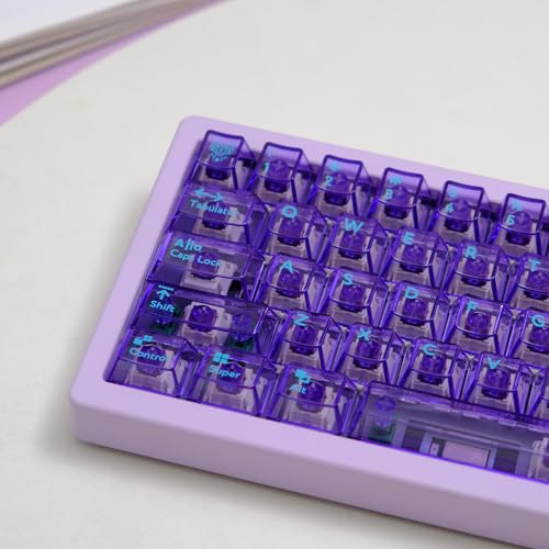 114 Keys Transapent Keycaps Pc Material Uv Tranfer Purple Clear Keycaps Set Fit For 61/64/87/104/108 Mechanical Keyboard Cherry Mx Switches