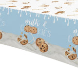 Milk And Cookies Birthday Party Supplies Tablecloth, 3Pcs Disposable Chocolate Chip Cookies And Milk Party Decorations Tablecover For Birthday Baby Shower, 86In X 55In
