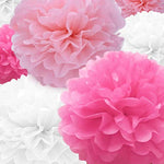 Tissue Paper Pompoms Paper Flower 22 Pcs Pink,Rose Red,White Paper Flower Ball For Birthday Bachelorette Wedding Baby Shower Bridal Shower Party Decoration