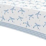 Blue Bow Party Tablecloths – 3-Pack Coquette Disposable Covers for Birthday & Shower