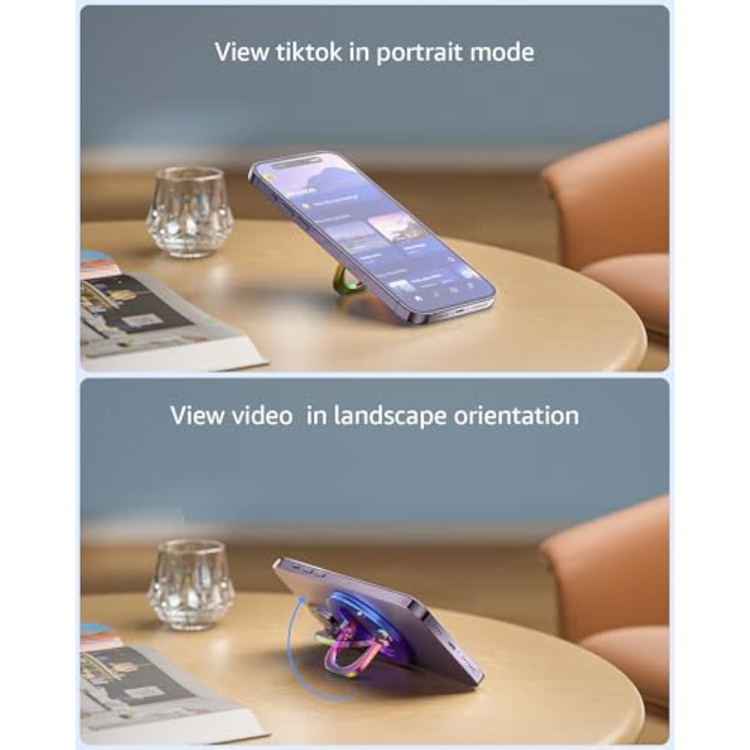 [2025 Newest] For Magsafe Phone Grip, Stylish Cool Magnetic Ring Holder With Adjustable Stand, Removable Magsafe Accessories Only For Iphone 16/15/14/13/12 Series And Mag Safe Case - Colorful