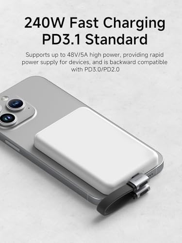 0.33ft 90 Degree USB4 Cable, 80Gbps Data Transfer, 8K@60Hz Video Display, 240W Fast Charging Right Angle USB-C Cable, USB 4 V2.0 Cable for iPhone 17