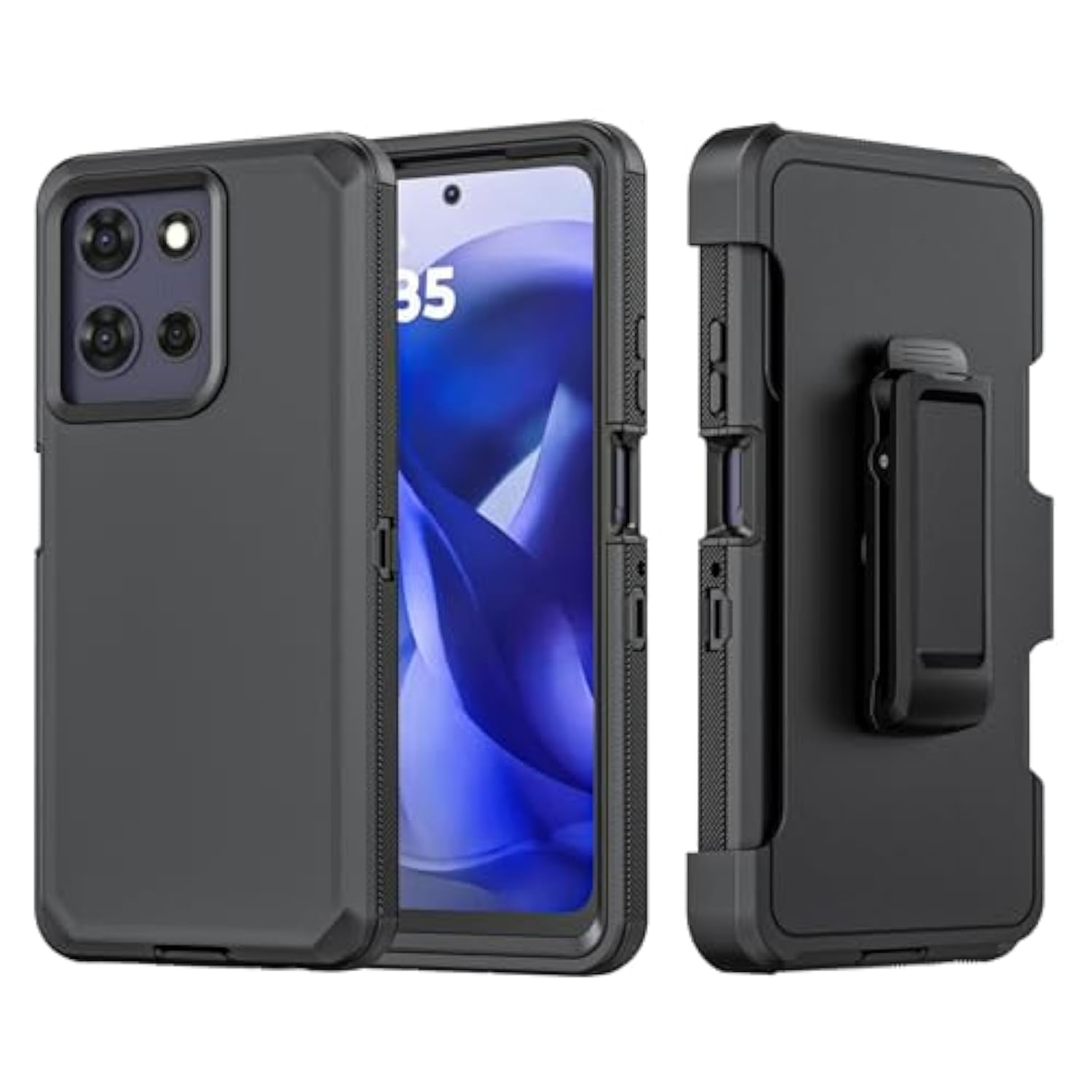 Shockproof Phone Case For Motorola Moto G Power 5G 2025/Moto G Play 2025 With Belt Clip Holster,Rugged Full-Body Protective Case Cover With Kickstand & Holster (Black)
