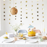 105Feet Gold Star Garland Banner Hanging Birthday Graduation Party Decorations- Golden Double Side Twinkle Paper Stars Streamers Backdrop For Prom Classroom Welcome Home Ceiling Decor, 8Pack