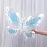4 Pieces Iridescent Butterfly Balloons, 25.6 Inch Large Butterfly Foil Mylar Balloons, Butterfly Balloon Decorations For Birthday Wedding Baby Shower Themed Party Supplies