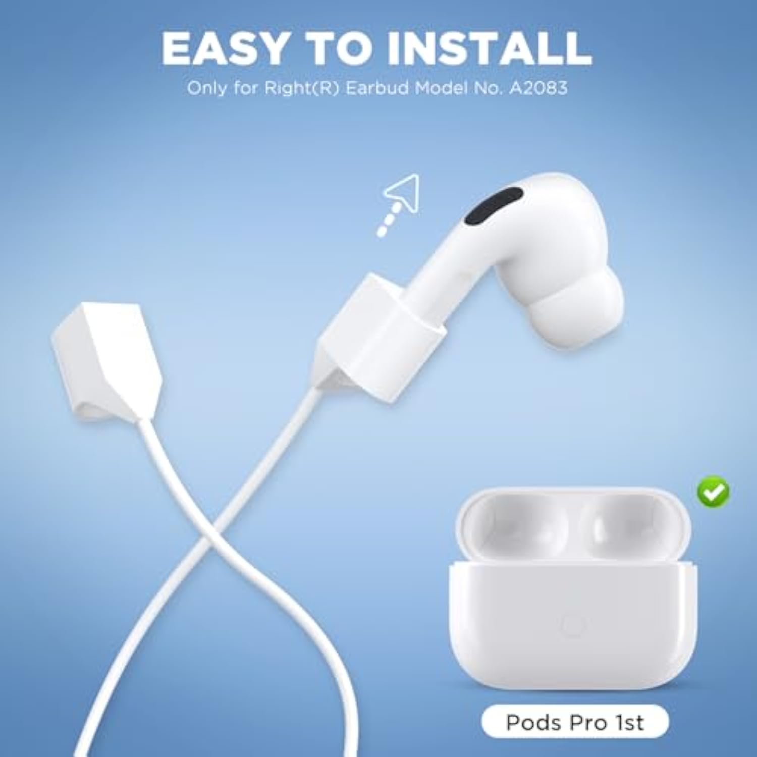 Single Replacement Right Earbud For Pro 1St Mode A2083 With Magnetic Lanyard, Wireless Bluetooth Earbud Only Compatible With Pro 1St Right Ear Side - R Side