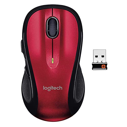 M510 Wireless Computer Mouse Comfortable Shape With Usb Unifying Receiver, With Back/Forward Buttons And Side-To-Side Scrolling - Red