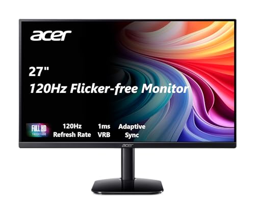 27 Inch Monitor- Kb272-27 Inch Fhd Ips (1920 X 1080) Display, Up To 120Hz Refresh Rate, 99% Srgb, Tilt, Adaptive-Sync Support (Freesync Compatible) 1Ms (Vrb), Srgb 99% Color, Hdmi & Vga Ports