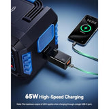 Ruko PD65W USB C Charger, 3-Port GaN Fast Charger Block, Compact Foldable Wall Charger for iPhone 16/15, MacBook Pro/Air, Galaxy S24, Pixel, Drone, Switch and More, Black