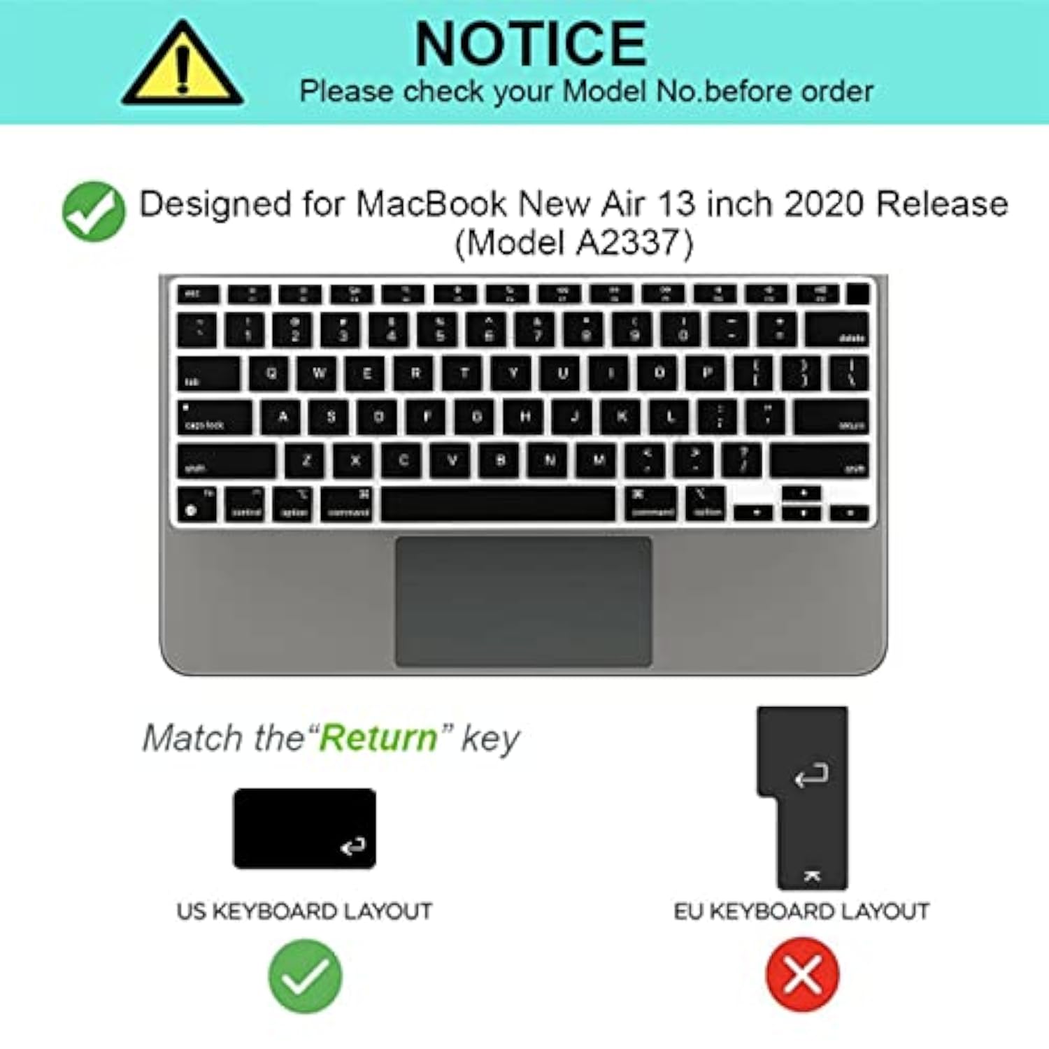 Silicone Keyboard Cover For Macbook Latest Air 13.3" 2020 With M1 Processor (M