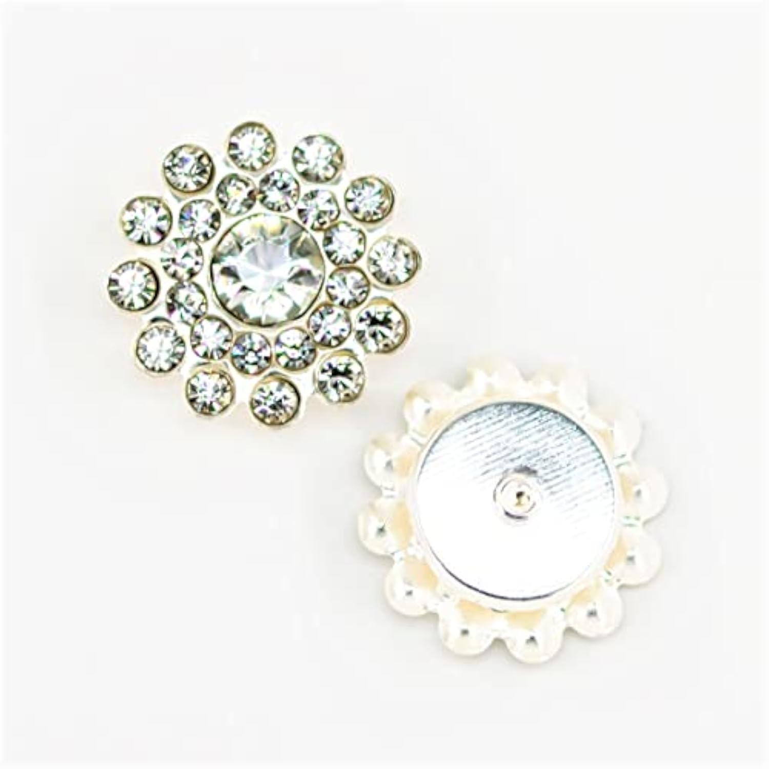 50 Pcs Rhinestone Embellishments Crystal Decoration Brooch Button Flat