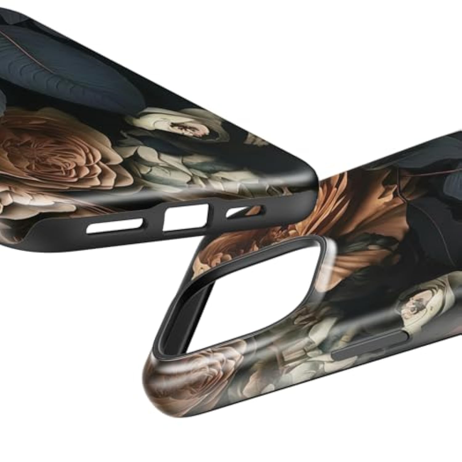 For Iphone 16 Pro Case - Wireless Charging Compatible - Dual-Layer Hard Shell & Silicone Cover - Protective Phone Case With Trendy Cute Designs For Women - Vintage Rose Elegance