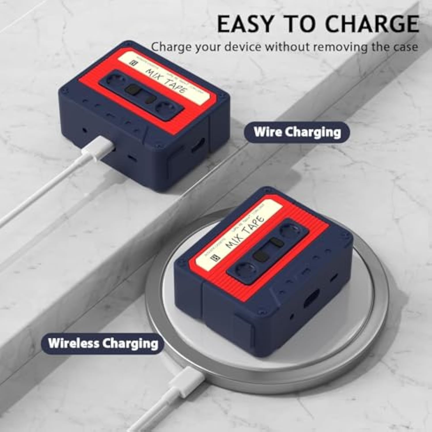 Airpods Pro 2 Case Cover, Funny Cassette Tape Design Case For Airpods Pro 2Nd Generation/1St Generation (2023/2022/2019), Cute Cartoon Fashion Silicone Protective Case For Women Men (Blue)